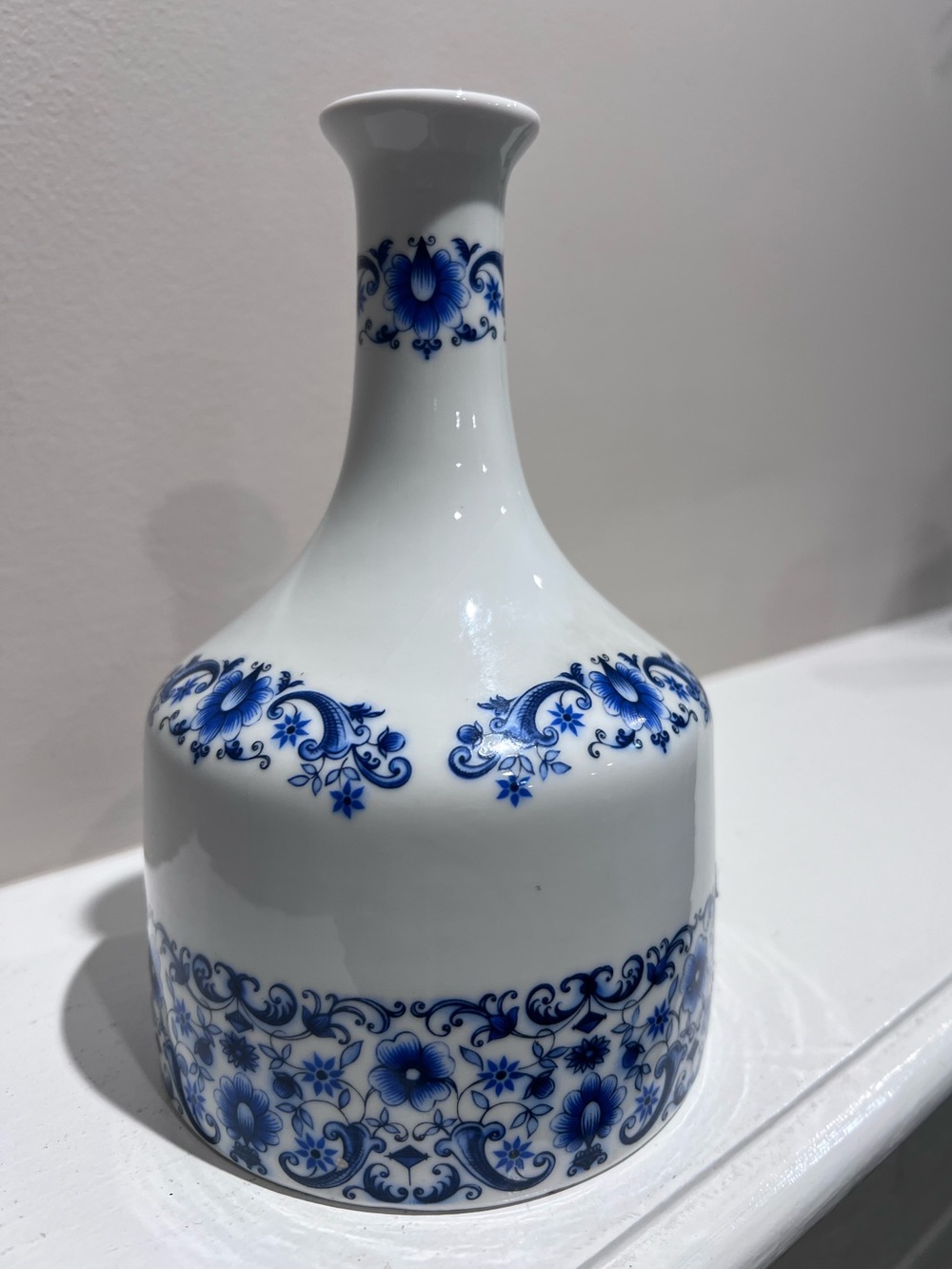 Vintage Coimbra S.P. Portugal Blue & White Ceramic Bottle Decanter